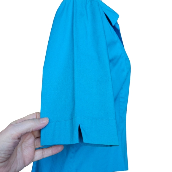 Como blue shirt blouse elbow length sleeve size 10 - Picture 8 of 12